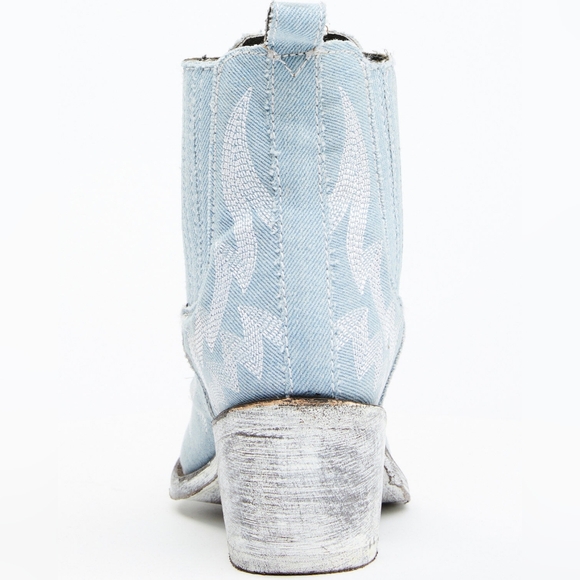 LIBERTY BLACK Denim Blue Western Ankle Boots Size 8.5 - Picture 6 of 11